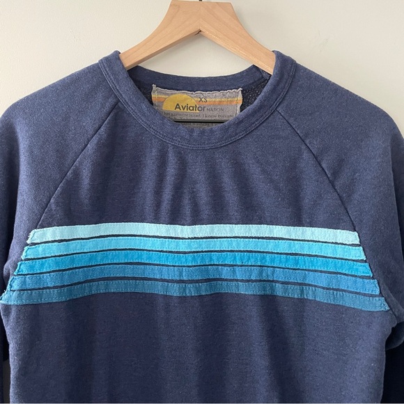Aviator Nation 5 Stripe Crew Sweatshirt Navy Blue Size XS - Picture 3 of 7
